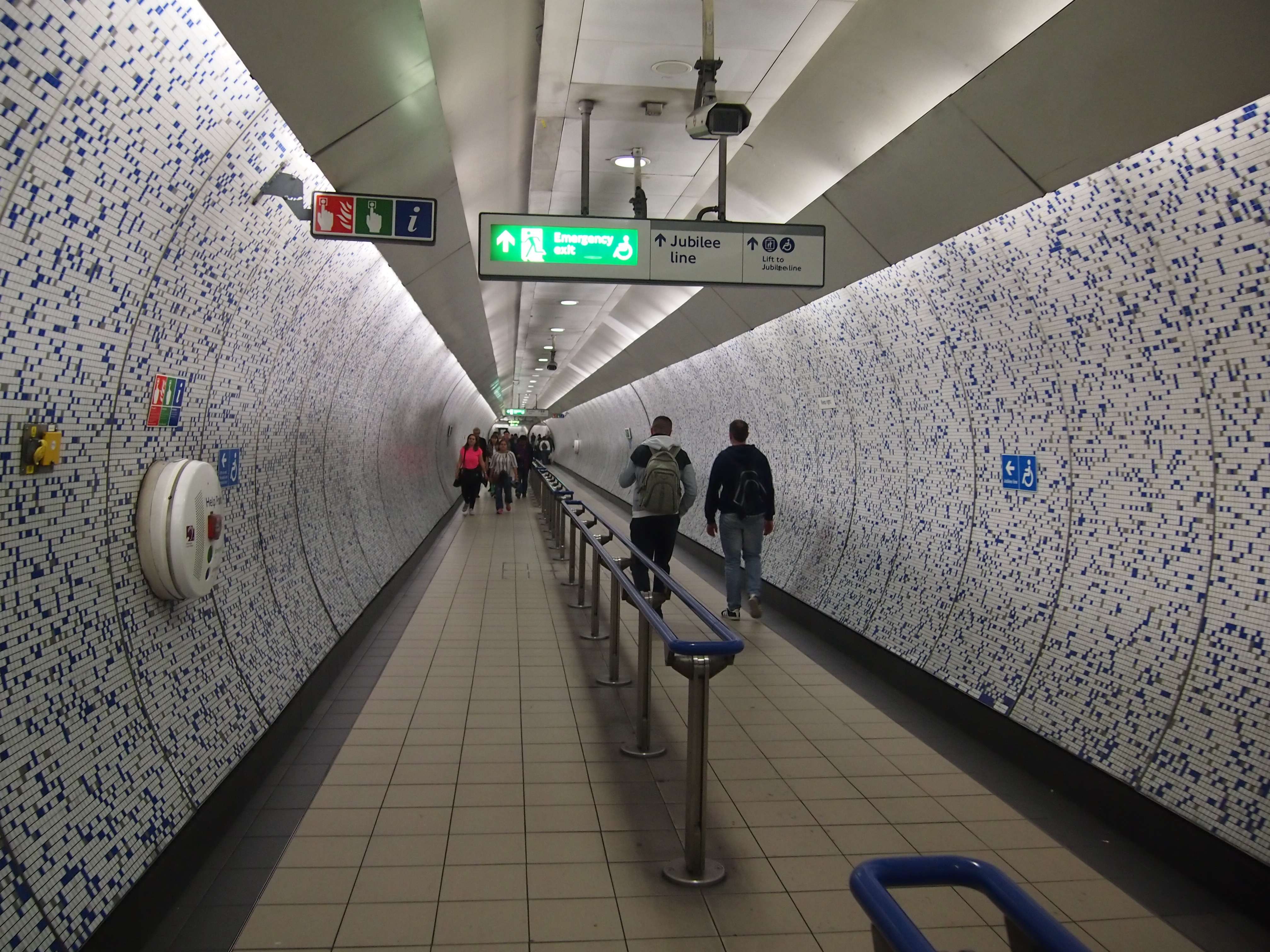 Long corridors in London Tube.