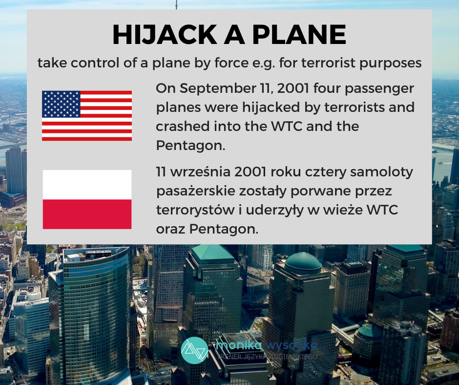 hijack a plane- angielskie słownictwo związane z terroryzmem