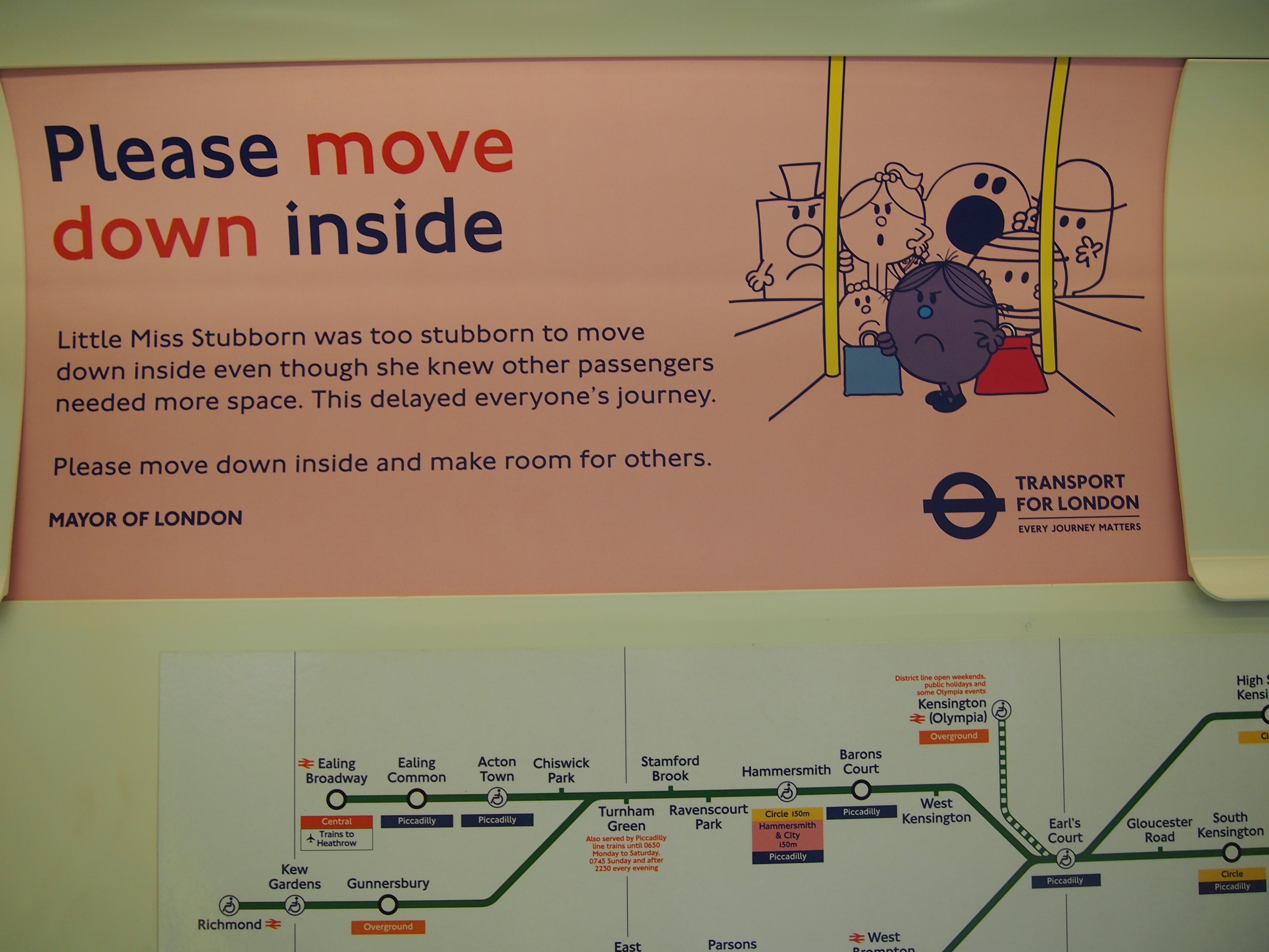 Move down inside the tube sign. 