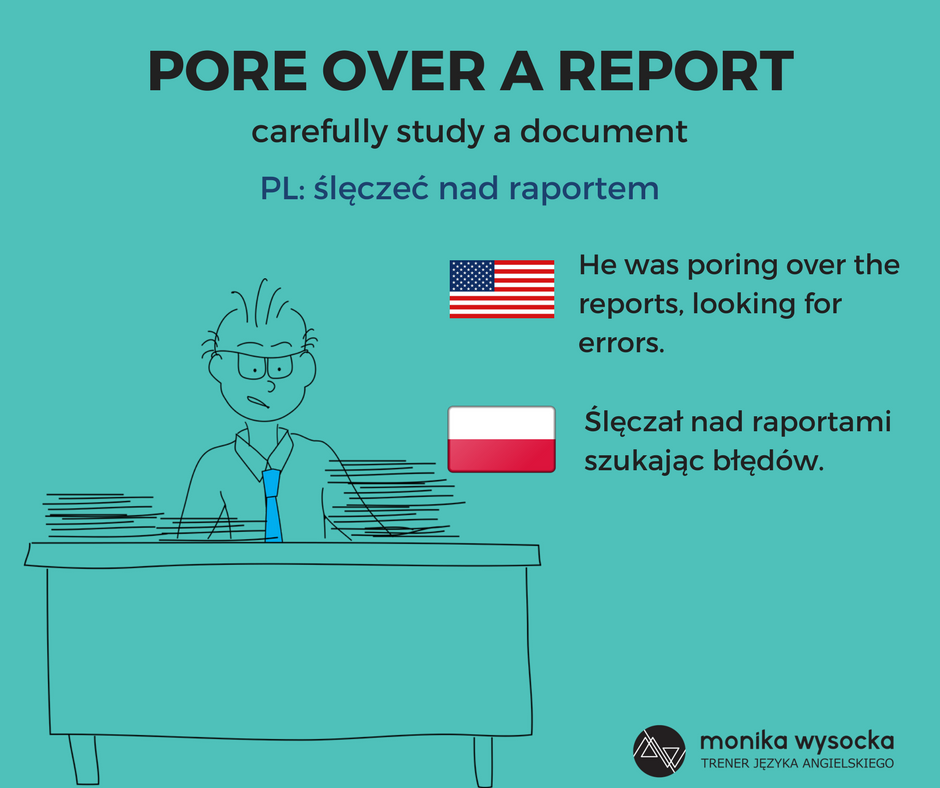 Poring over a report. 