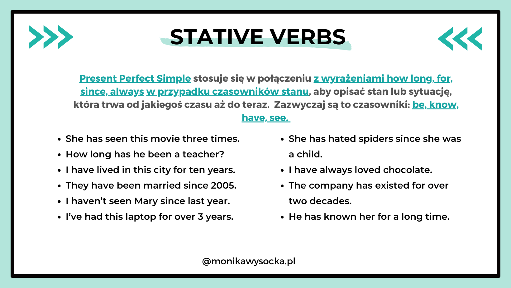 matura z angielskiego, gramatyka, czasowniki stanu